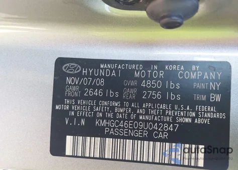 2009 Hyundai Genesis 3.8 z USA, uszkodzony, nr VIN KMHGC46E09U042847